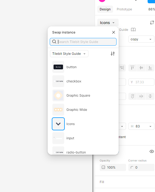 Example Swapping Instance Using Properties Panel