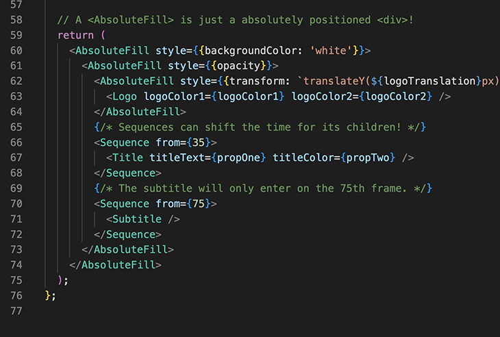 AbsoluteFill has sequence and series elements