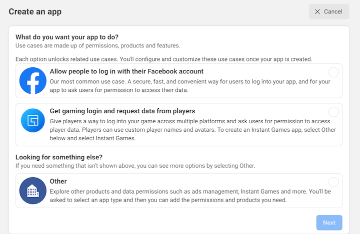 Facebook Authentication Option
