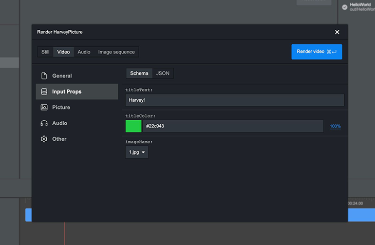 The new Render video button in Remotion Studio 