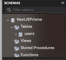 The Users Schema We Created On The MySQL Workbench