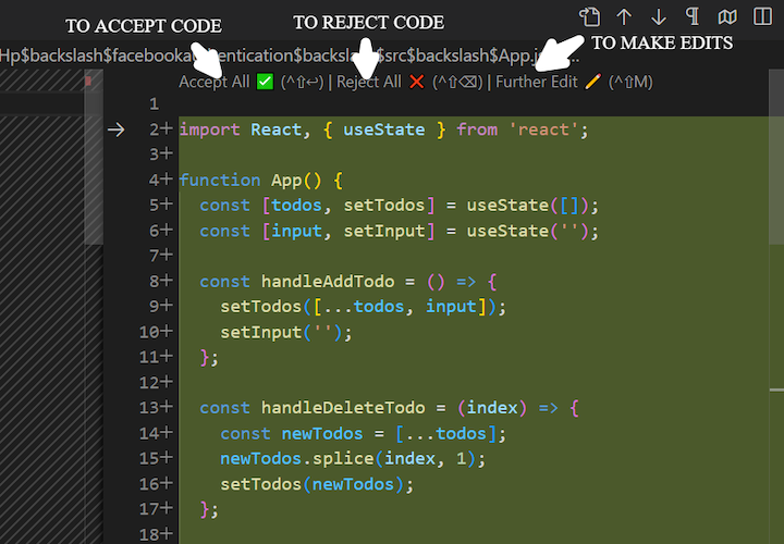 Making Further Edits VS Code Continue
