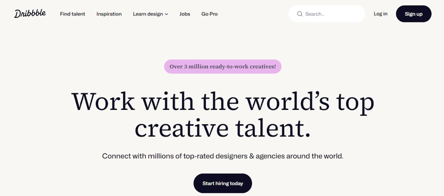 Dribbble's Hero Section