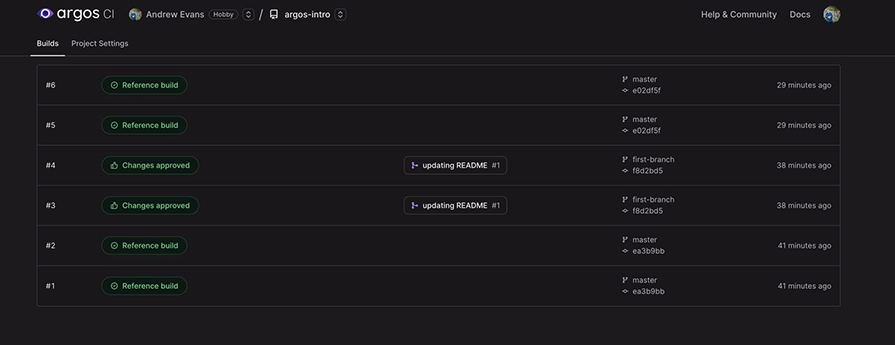 View your build histories