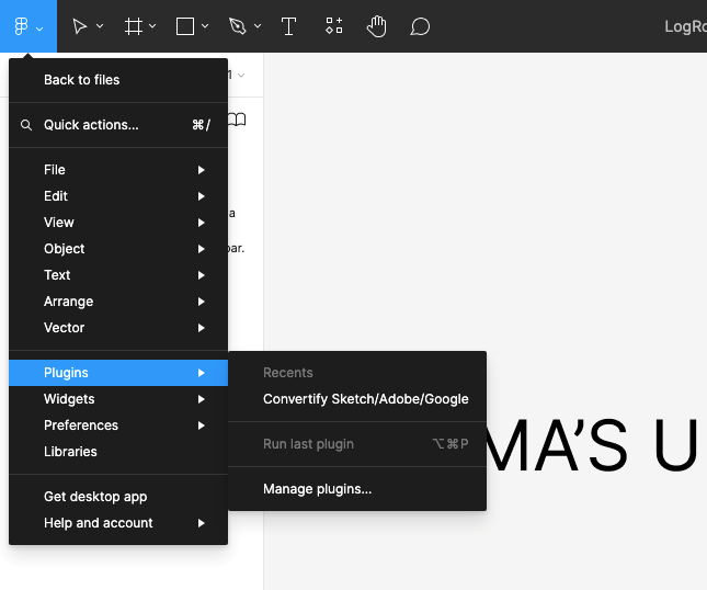 Figma's Plugins Menu