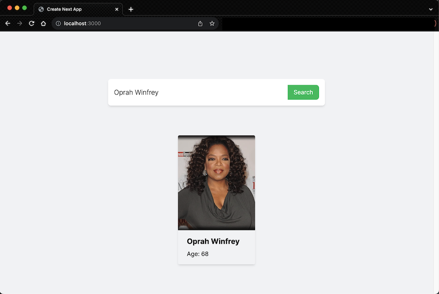 Demo Of Correct Search Result Based On Exact Match For Celebrity Name
