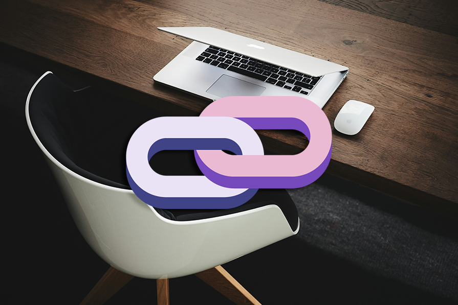 Link Symbol Over Chair and Laptop on Desk