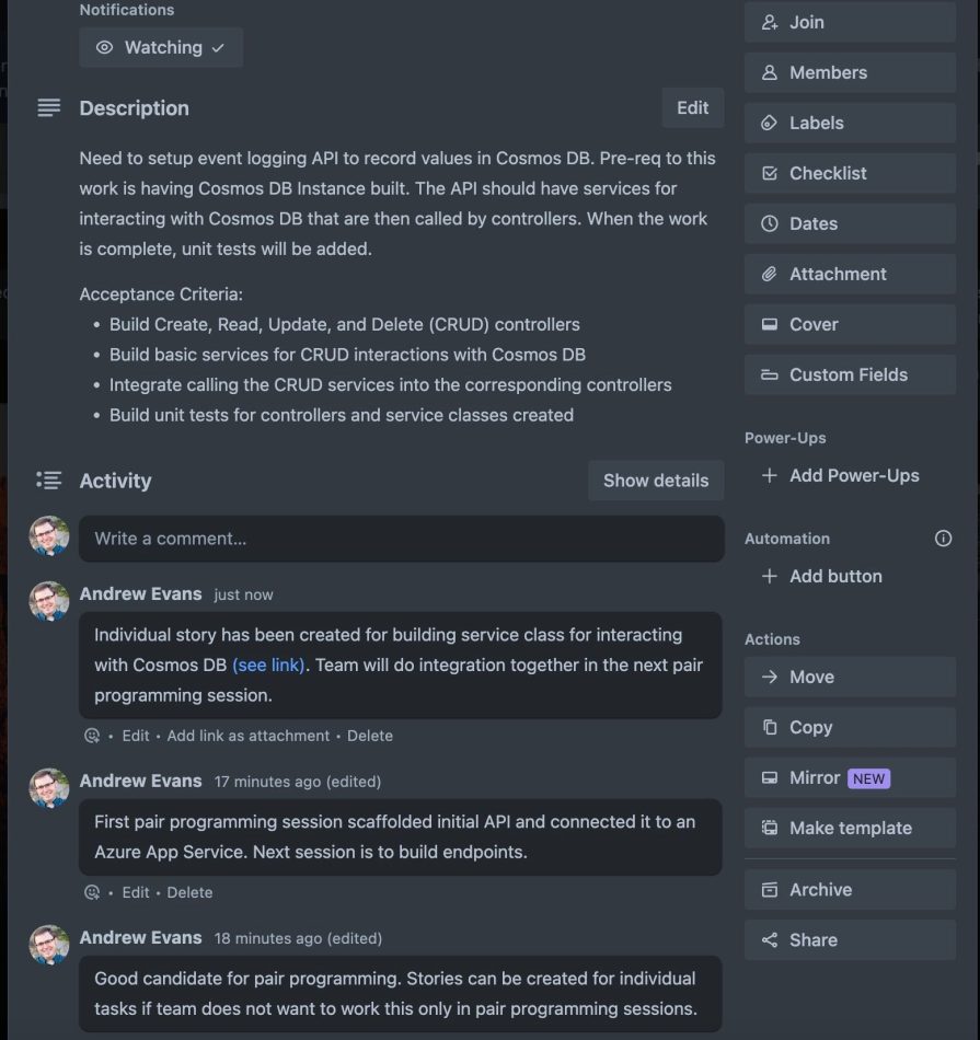 Example Board Screenshot